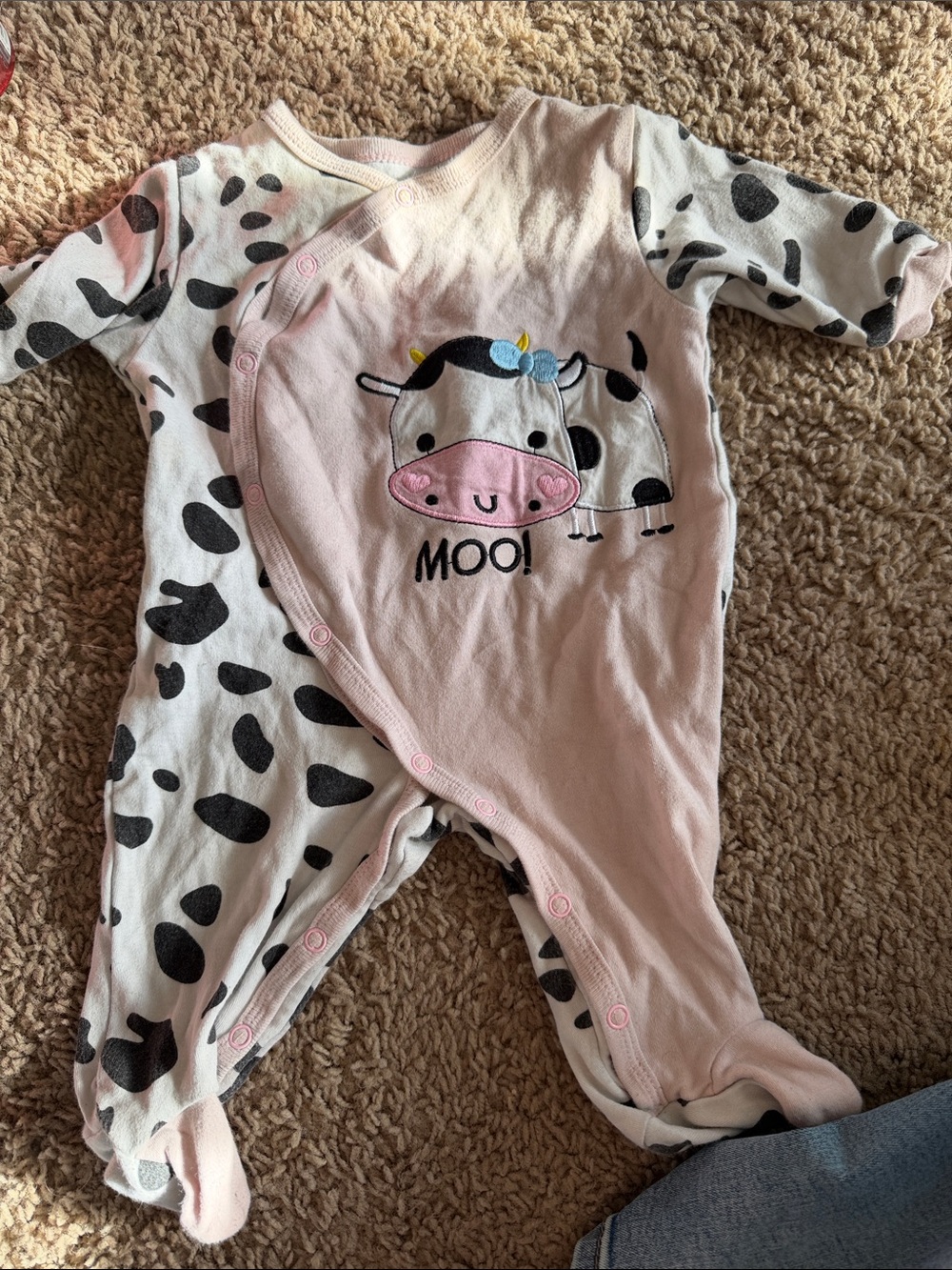 Amazon Pink and Black Cow-Print Footed One-Piece